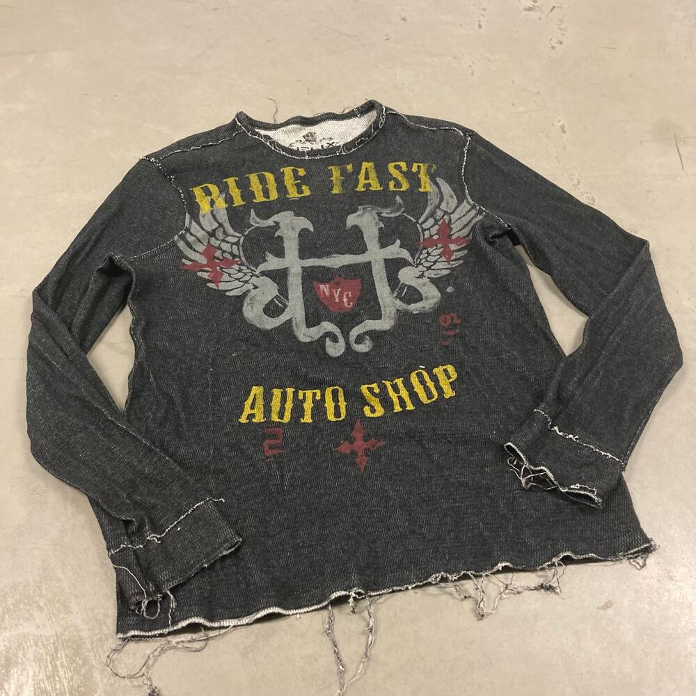 Y2K affliction style helix thermal shirt